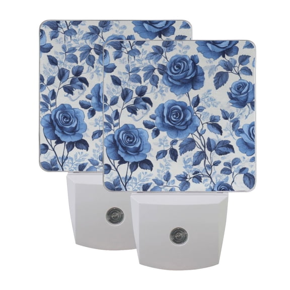 Night Light 3x4.5x1.4In LED Sensor Night Light Instruction Bedroom Baby Room Stairway Hallway Entry Night Light Pretty Blue Rose Seamless