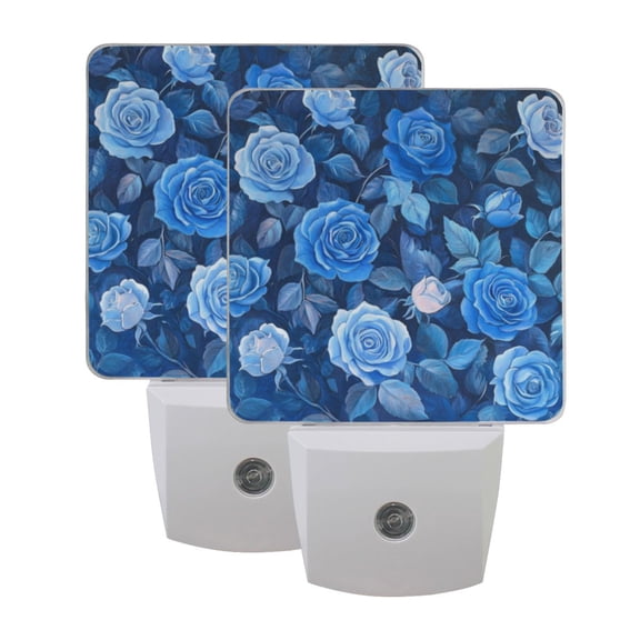 Night Light 3x4.5x1.4In LED Sensor Night Light Instruction Bedroom Baby Room Stairway Hallway Entry Night Light Pretty Blue Roses