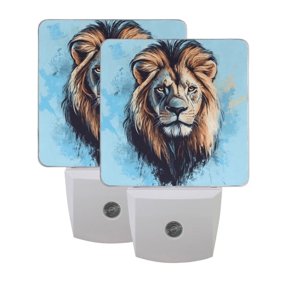 Night Light 3x4.5x1.4In LED Sensor Night Light Instruction Bedroom Baby Room Stairway Hallway Entry Night Light Pretty Brown Lion Face