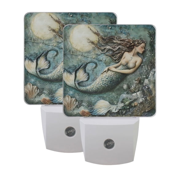 Night Light 3x4.5x1.4In LED Sensor Night Light Instruction Bedroom Baby Room Stairway Hallway Entry Night Light Pretty Mermaid Pattern