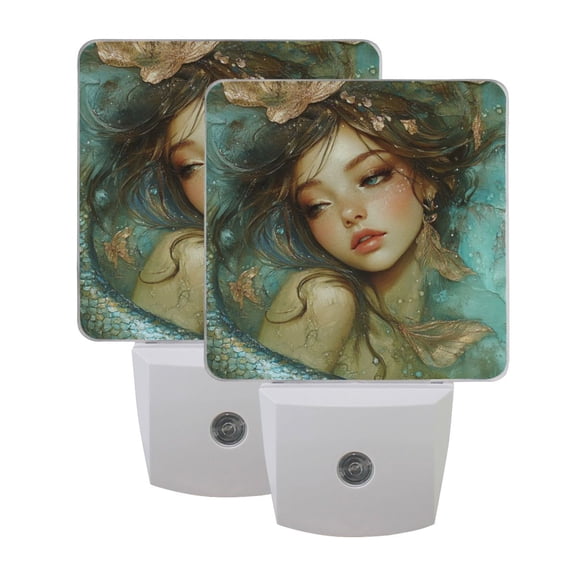 Night Light 3x4.5x1.4In LED Sensor Night Light Instruction Bedroom Baby Room Stairway Hallway Entry Night Light Pretty Mermaid