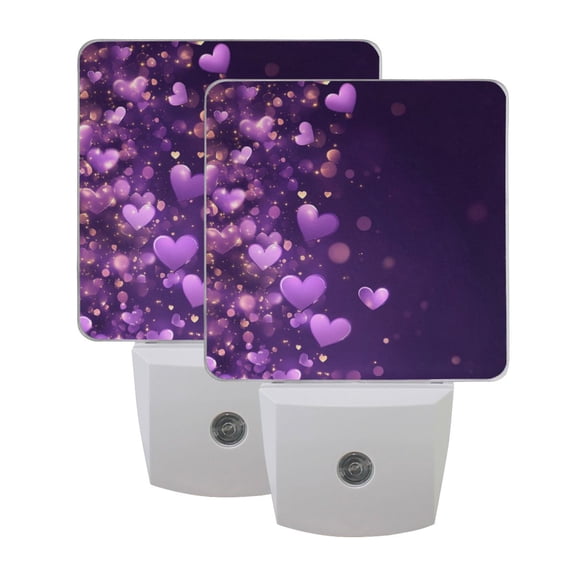 Night Light 3x4.5x1.4In LED Sensor Night Light Instruction Bedroom Baby Room Stairway Hallway Entry Night Light Purple Cute Heart Pattern