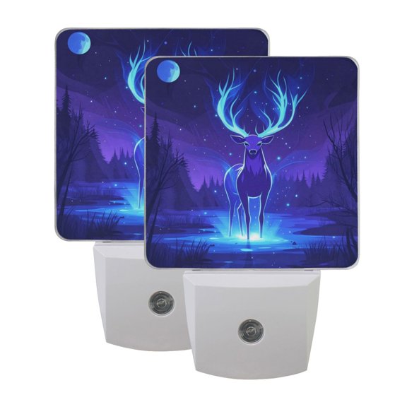 Night Light 3x4.5x1.4In LED Sensor Night Light Instruction Bedroom Baby Room Stairway Hallway Entry Night Light Purple Elk
