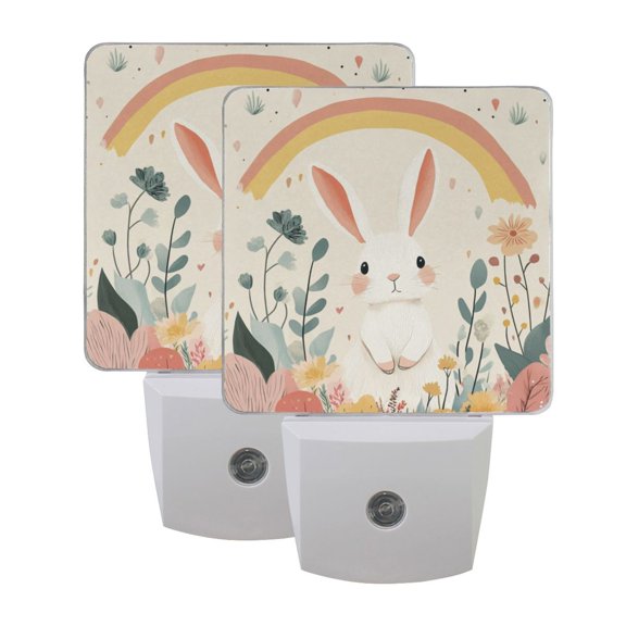 Night Light 3x4.5x1.4In LED Sensor Night Light Instruction Bedroom Baby Room Stairway Hallway Entry Night Light Rainbow Cute Rabbit