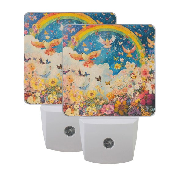 Night Light 3x4.5x1.4In LED Sensor Night Light Instruction Bedroom Baby Room Stairway Hallway Entry Night Light Rainbow Dove