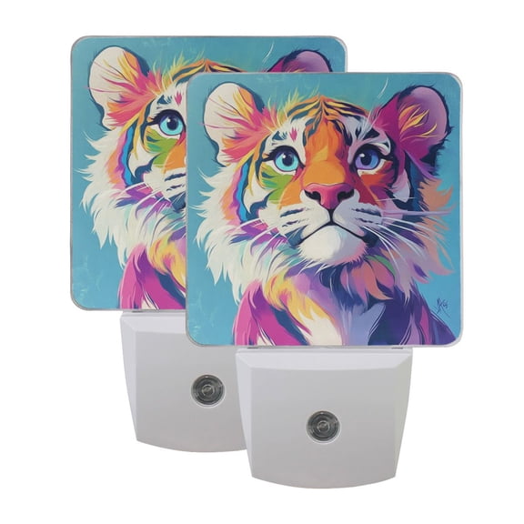 Night Light 3x4.5x1.4In LED Sensor Night Light Instruction Bedroom Baby Room Stairway Hallway Entry Night Light Rainbow Tiger Cub