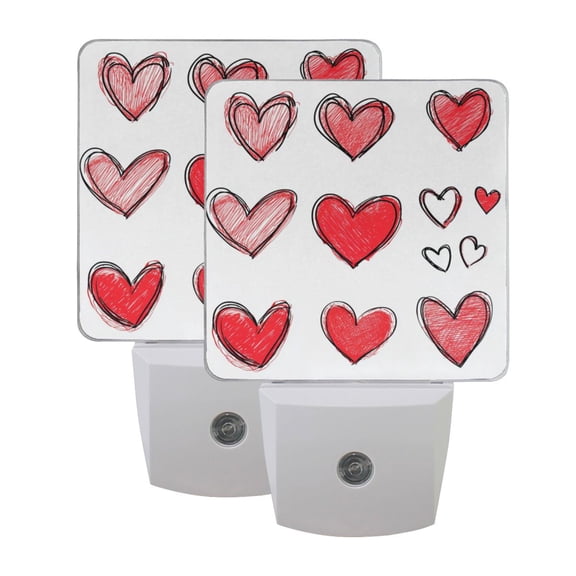 Night Light 3x4.5x1.4In LED Sensor Night Light Instruction Bedroom Baby Room Stairway Hallway Entry Night Light Red Cartoon Heart