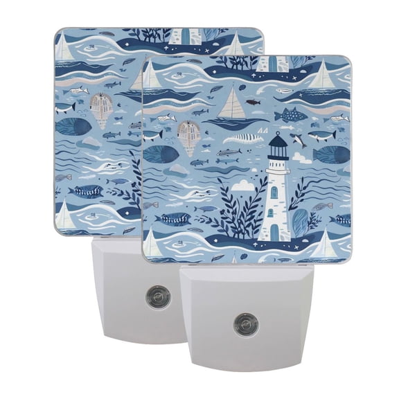 Night Light 3x4.5x1.4In LED Sensor Night Light Instruction Bedroom Baby Room Stairway Hallway Entry Night Light Seaside Lighthouse