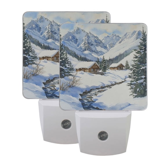 Night Light 3x4.5x1.4In LED Sensor Night Light Instruction Bedroom Baby Room Stairway Hallway Entry Night Light Snow Mountain