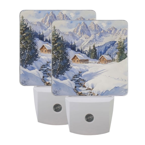 Night Light 3x4.5x1.4In LED Sensor Night Light Instruction Bedroom Baby Room Stairway Hallway Entry Night Light Snow Scene