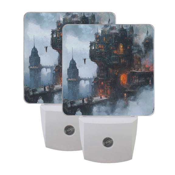 Night Light 3x4.5x1.4In LED Sensor Night Light Instruction Bedroom Baby Room Stairway Hallway Entry Night Light Steam Punk Castle