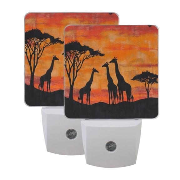 Night Light 3x4.5x1.4In LED Sensor Night Light Instruction Bedroom Baby Room Stairway Hallway Entry Night Light Sunset Giraffes