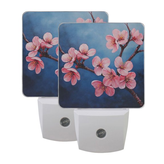 Night Light 3x4.5x1.4In LED Sensor Night Light Instruction Bedroom Baby Room Stairway Hallway Entry Night Light Super Cute Cherry Blossom