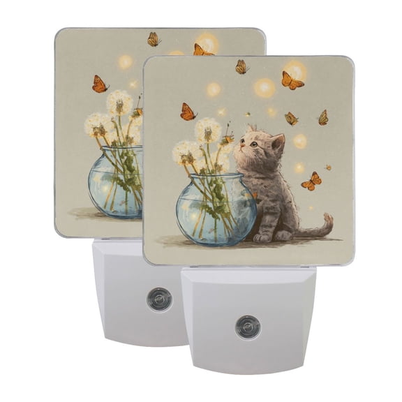 Night Light 3x4.5x1.4In LED Sensor Night Light Instruction Bedroom Baby Room Stairway Hallway Entry Night Light Tiny Cat Blossom
