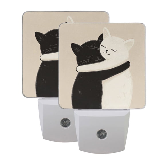 Night Light 3x4.5x1.4In LED Sensor Night Light Instruction Bedroom Baby Room Stairway Hallway Entry Night Light Two Cats Hugging