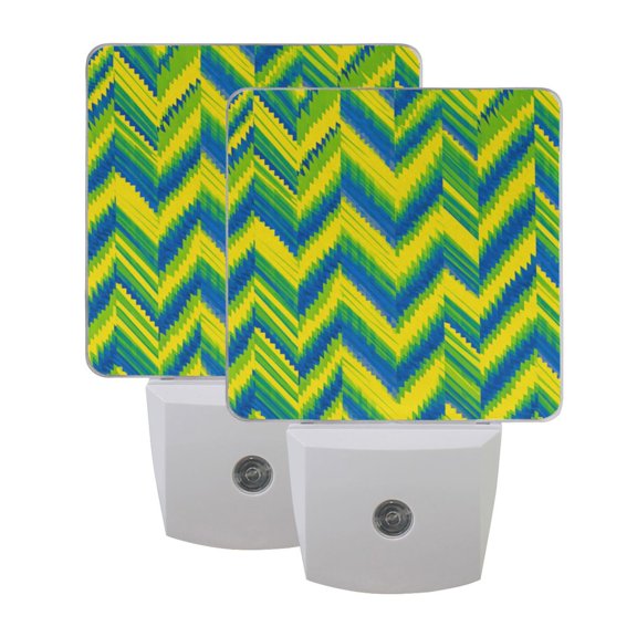 Night Light 3x4.5x1.4In LED Sensor Night Light Instruction Bedroom Baby Room Stairway Hallway Entry Night Light Vibrant Zigzag Chevron Stripes