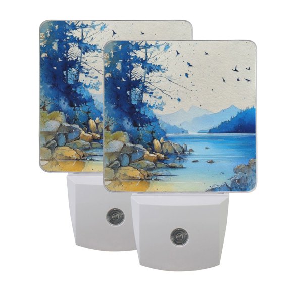 Night Light 3x4.5x1.4In LED Sensor Night Light Instruction Bedroom Baby Room Stairway Hallway Entry Night Light Watercolor Blue Sky