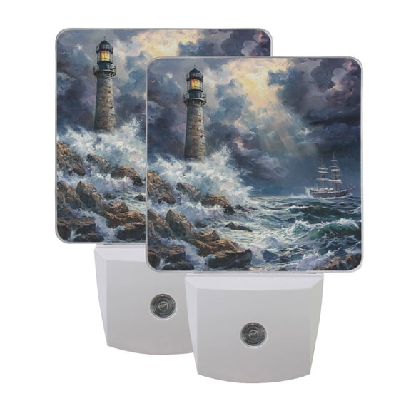 Night Light 3x4.5x1.4In LED Sensor Night Light Instruction Bedroom Baby Room Stairway Hallway Entry Night Light Wave Lighthouse