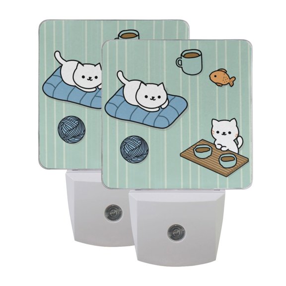 Night Light 3x4.5x1.4In LED Sensor Night Light Instruction Bedroom Baby Room Stairway Hallway Entry Night Light White Cats