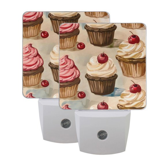 Night Light 3x4.5x1.4In LED Sensor Night Light Instruction Bedroom Baby Room Stairway Hallway Entry Night Light Yellow Cupcake