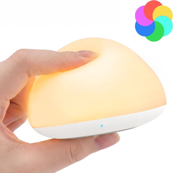 Night Light, 4 Dimmable Brightness 8 Color Changing Night Light for Kids, Small Portable Eye-Caring, Silicone Pinch Control 1H Timer Bedside Lamp, BPA-Free, Squeezable Stress Relief Nursery Lamp