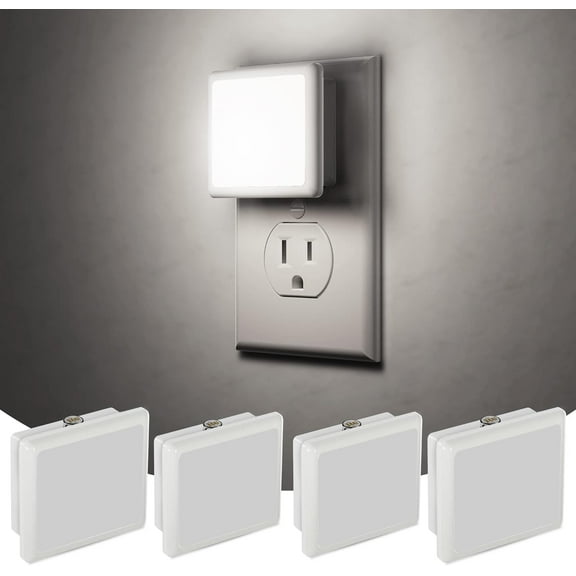 Night Light, 4 Pack Night Lights Plug into Wall with Auto Light Sensor, 3000K Warm White Nightlight Plug in, LED Night Lights for Kids Adults Bathroom Hallway Kitchen