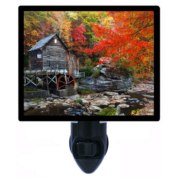 Night Light - Autumn Grist Mill. | Fall Theme, Includes Free Switchable Insert, 4W Bulb, E12 Base
