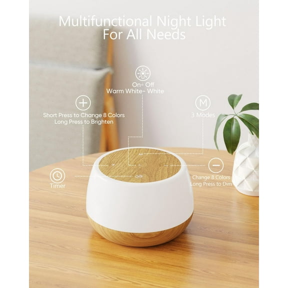 Night Light for Baby Nursery Set of 2, USB Rechargeable Bedside Lamp Stepless Dimmable, 3 Modes & 9 Colors Changing, Portable Touch Light for Adults with Timing & Memory