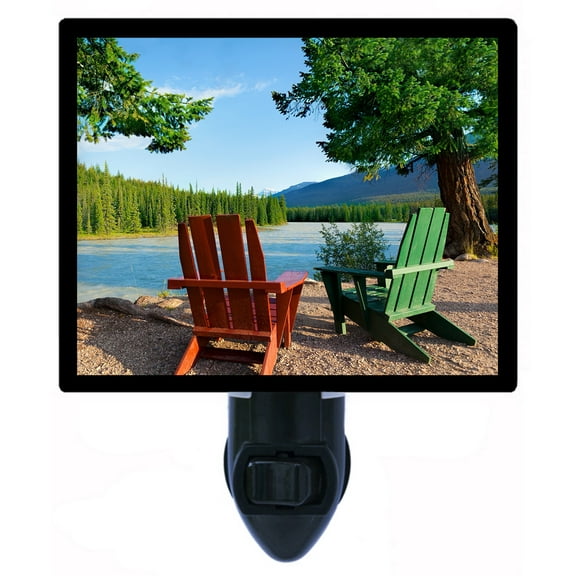 Night Light - Beautiful View. | Lake and Camping Theme, Includes Free Switchable Insert, 4W Bulb, E12 Base
