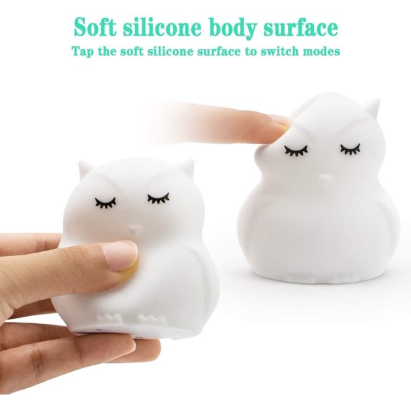 Night Light, Bedside Lamp for Children/Kids, Baby Nursery Lamp for Breastfeeding Safe, Break Resistant, Eye Caring, Adjustable Brightness & Color, Touch Control + Remote Control - Medium Owl