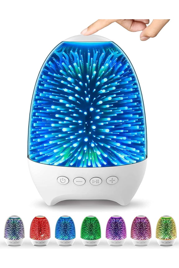 Night Light Bluetooth Speaker, 3D Glass Touch Control Bedside Table Lamp 7-Color LED Portable Wireless Speakers, Rechargeable Table Lamp, Best Gift for Adult, Teens, Kids, Boys and Girls