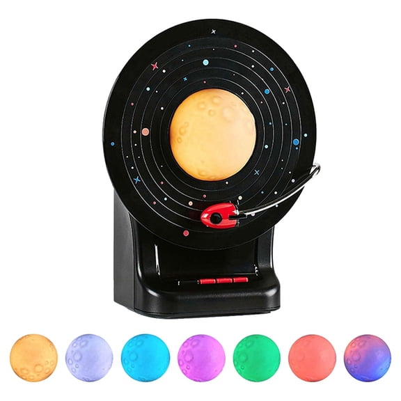 Night Light Bluetooth Speaker, Moon Lamp, Retro Colorful Ambient Moonlight Soundbar Wireless Stereo Music Player X7-B,1 * Night Light Bluetooth Speaker 1 * USB Cable,Black