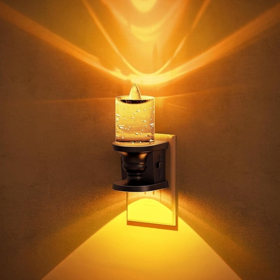 Night Light, Candle Amber Night Lights Plug into Wall, 1 Pack | Flameless Flickering Candle Nightlight, 0-100LM Dimmable LED Nightlights, Dusk to Dawn Sensor Decorative nite light, Bathroom
