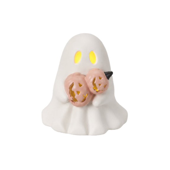 Night Light Ceramic Light Up Ghost Halloween Decor for Indoor Home Tabletop and Party Display