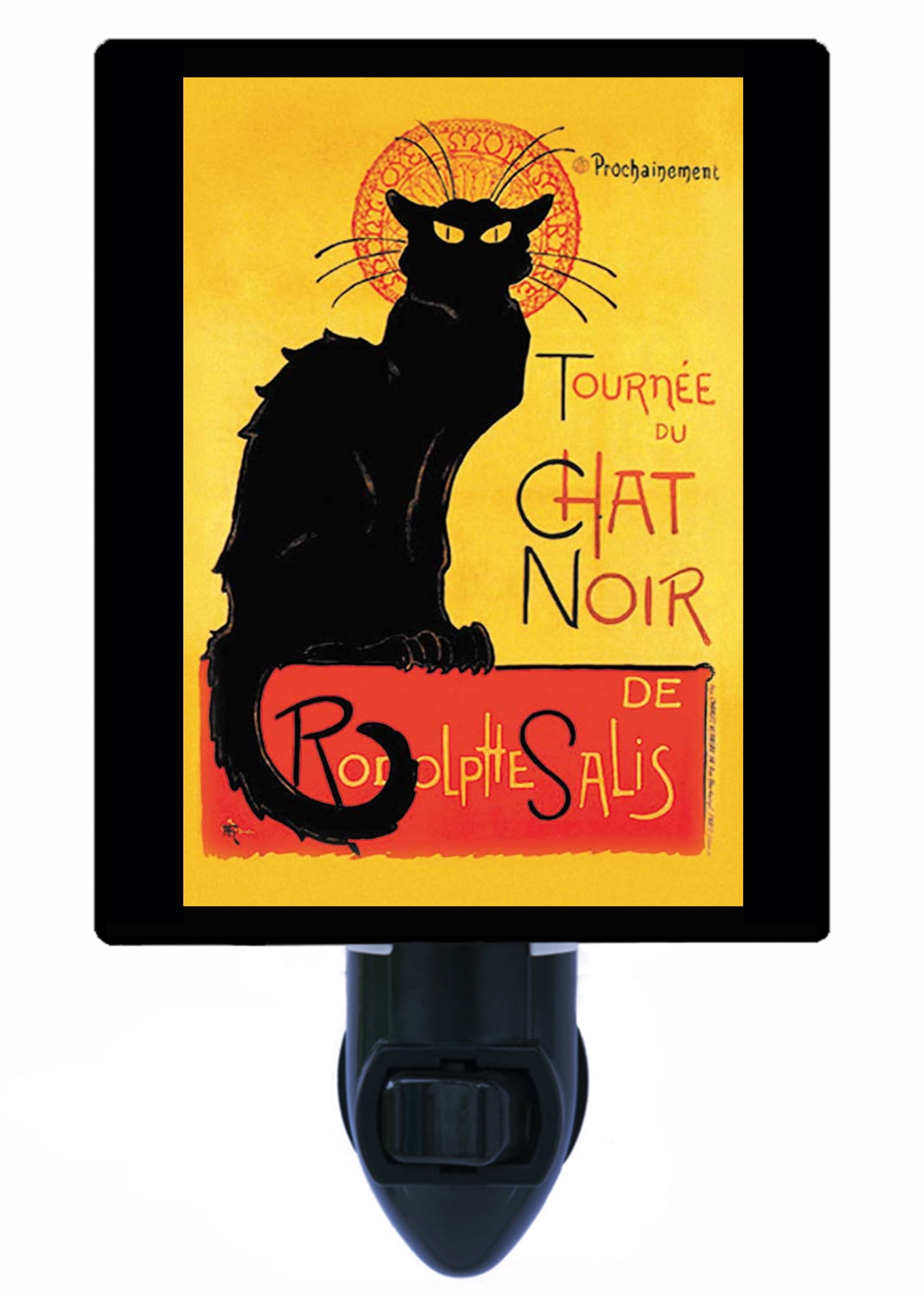 Night Light - Chat Noir. | Cat Theme, Includes Free Switchable Insert, 4W Bulb, E12 Base