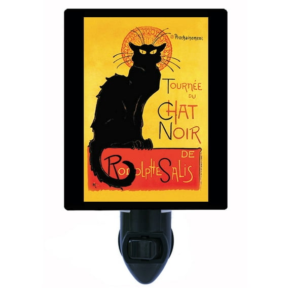Night Light - Chat Noir. | Cat Theme, Includes Free Switchable Insert, 4W Bulb, E12 Base