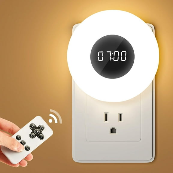 Night Light Clock, Dimmable+3 Light Colors+Timer Nightlight Timing Light, Small Clock, Toilet Light with Plug in Timer, Night Light Plug in, Nightlight for Kids Room, Bedroom Clocks for Kids Room