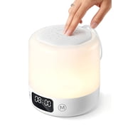 Night Light with Clock for Kids Remote Control Bedside Lamp Dimmable Nightlight with 3 Color Temperatures,10/30/60min Timer Lamp for Bedroom Nursery Bathroom