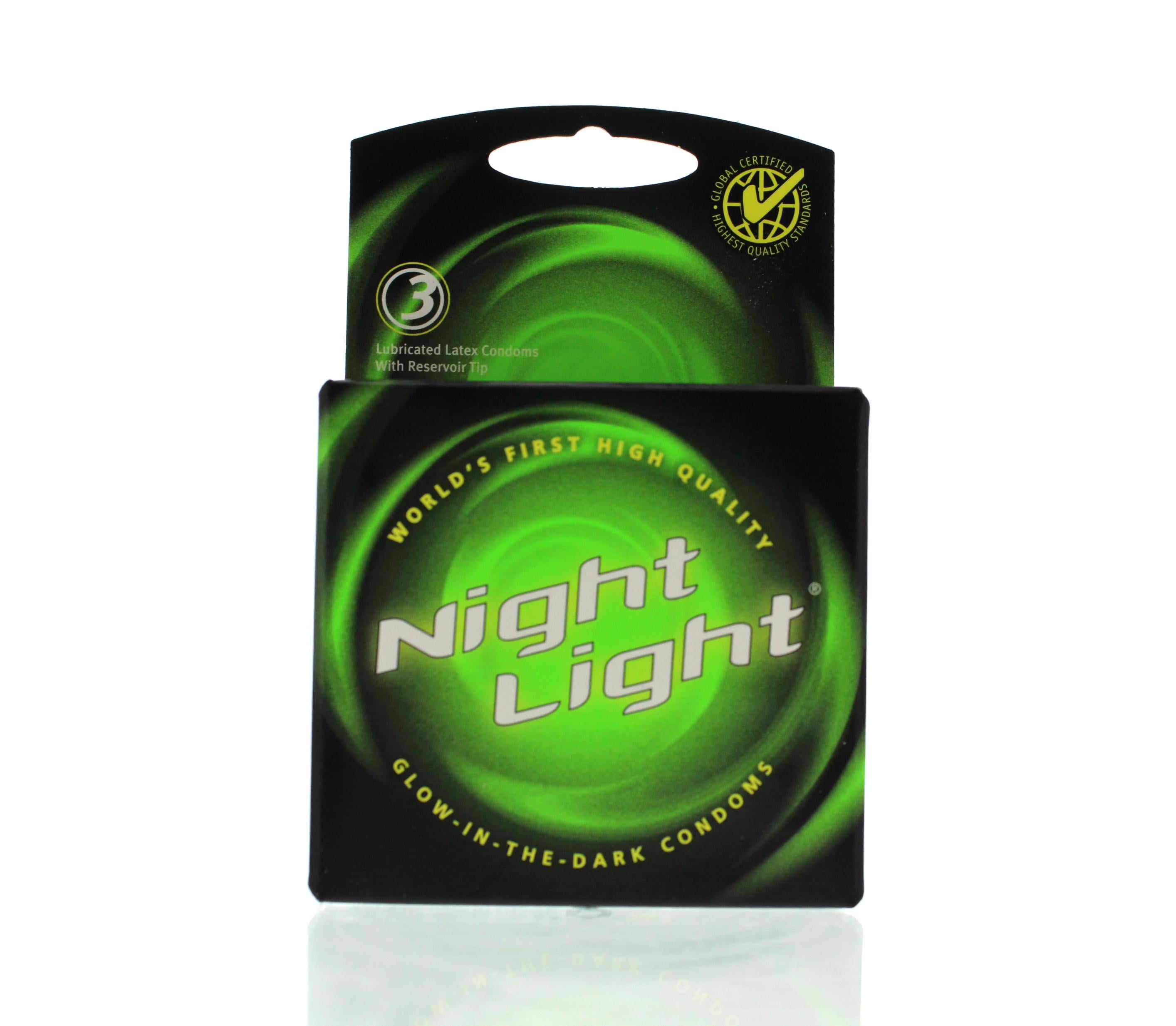 Night Light Glow In The Dark Condoms Lubricated 3 Pack