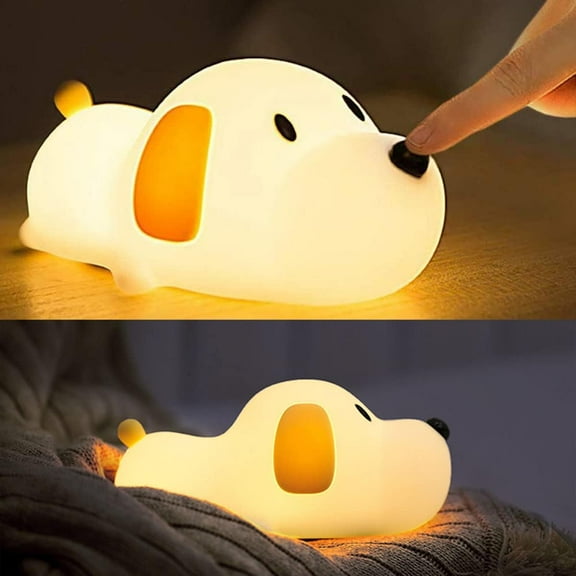 Night Light,Cute Soft Silicone Dog Lamp Dimmable Nursery Portable Puppy Kawaii Lamps