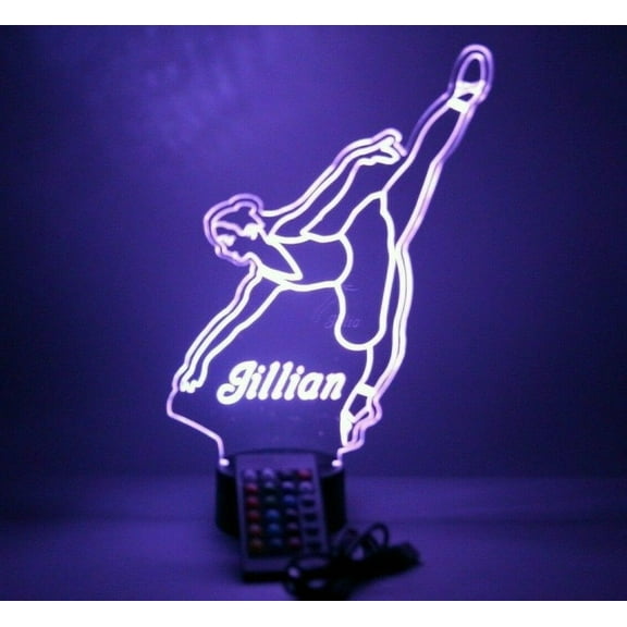 Night Light Up Desk Table Lamp LED Personalized Free Engraved Dancer Dance, Our Newest Feature, Most Popular, It's Wow, with Remote 16 Colors Energy Efficient, Great Gift