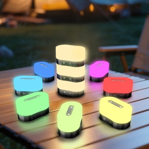 Night Light, Dimmable 8 RGB Lighting 3 Color Temperatures Adjustable, Magnetic Bedside Lamp for Nursery Camping Table Desk Lamp