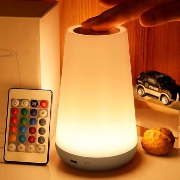 Night Light, Dimmable Touch Lamp for Bedroom, Portable Table Bedside Lamp, 5 Brightness 13 RGB Colors, Night Lights for Baby Nursery Bathroom