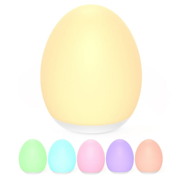 Night Light, Egg Light for Nursery with 7 RGB Colors Changeable & Stepless Dimming, Rechargeable Tap Light with 1h Timer & Touch Control, Portable Night Light for Babies BPA Free