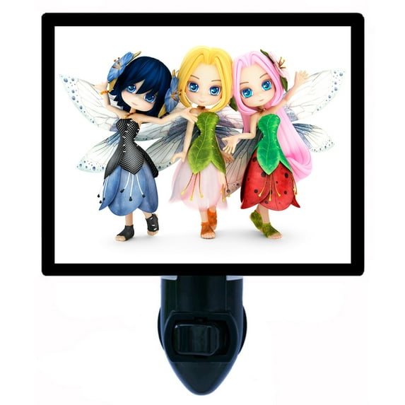 Night Light - Fairy Friends. | Fairies Theme, Includes Free Switchable Insert, 4W Bulb, E12 Base