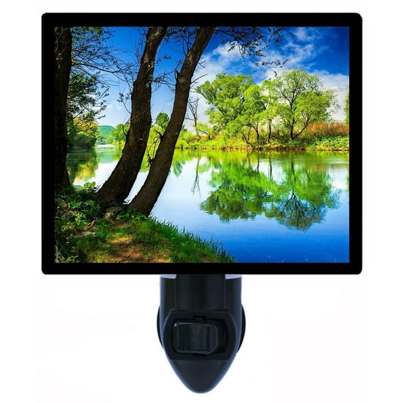 Night Light - Forest River. | Landscape Theme, Includes Free Switchable Insert, 4W Bulb, E12 Base