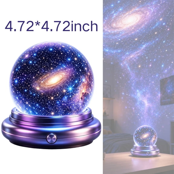 Night Light Galaxy Star Projector Crystal Ball Lamp 360Rotating Starry Sky Projection Lamp Dimmable Cosmic Nebula Projector for Bedroom Decor Relaxing Ambient Lighting