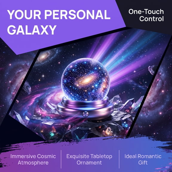 Night Light Galaxy Star Projector Crystal Ball Lamp, Space Nebula Starry Projection Light, Compact Decorative Lamp, Indoor Home Lighting for Study Dorm, Anniversary Festival Gift
