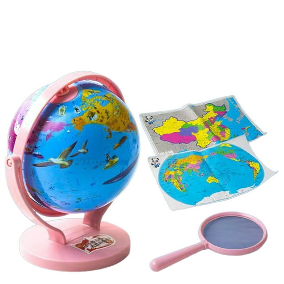 Night Light Globe Rotating Illuminated Globe, 8x5 Inch Educational Geography Toy with LED Night Light, World Map for Learning Children'S Atlas