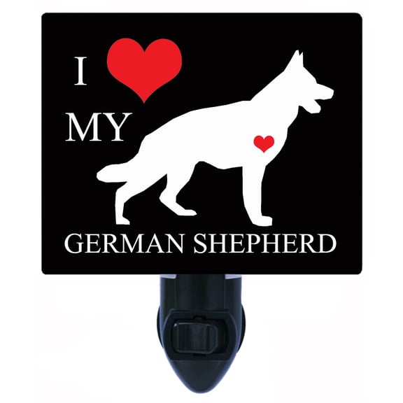 Night Light - I Heart My German Shepherd. | Dog Theme, Includes Free Switchable Insert, 4W Bulb, E12 Base